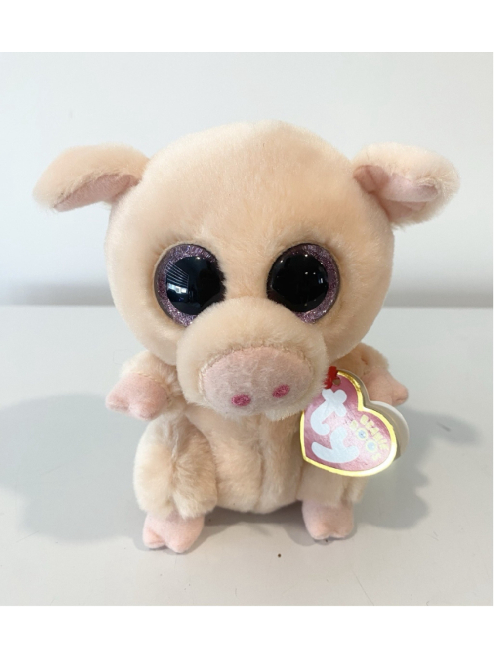 TY Beanie Boos Piggley Pig Plush Stuffed Animal Purple Glitter Eyes 6” w/ Tag